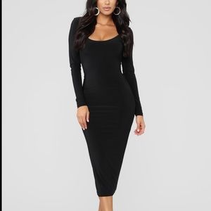 All These Simple Things Black Midi Dress-US XL